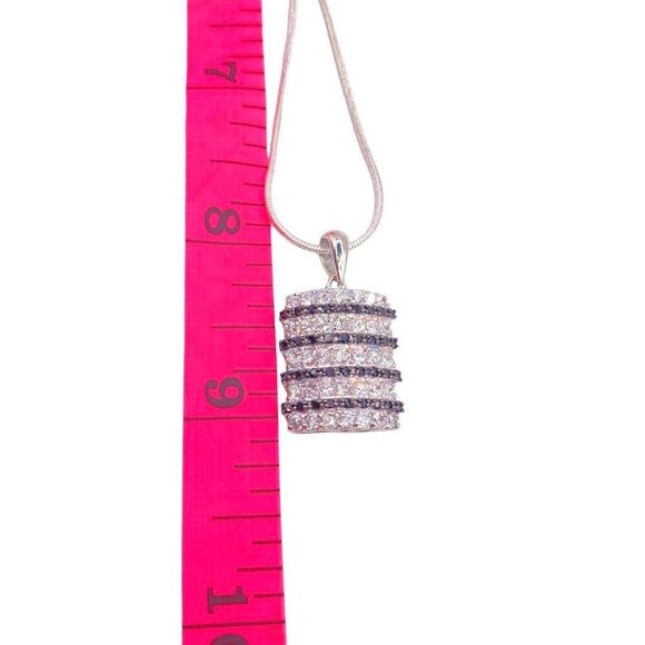 Silver black and clear rhinestone pendant necklace - Picture 4 of 4